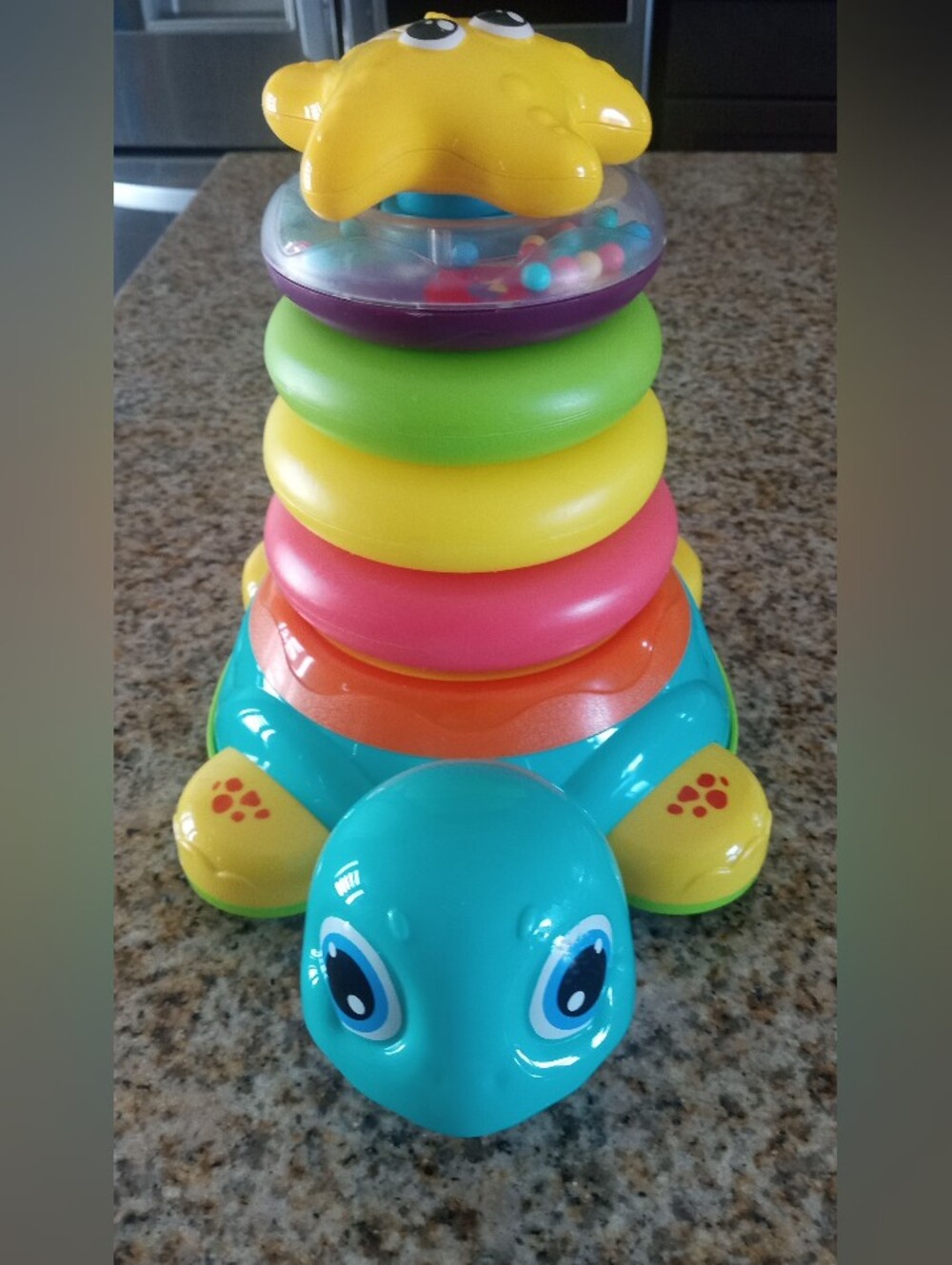 Colorful Turtle Ring Stacker Toy - Teal, Yellow, Green, Pink, Orange, Purple